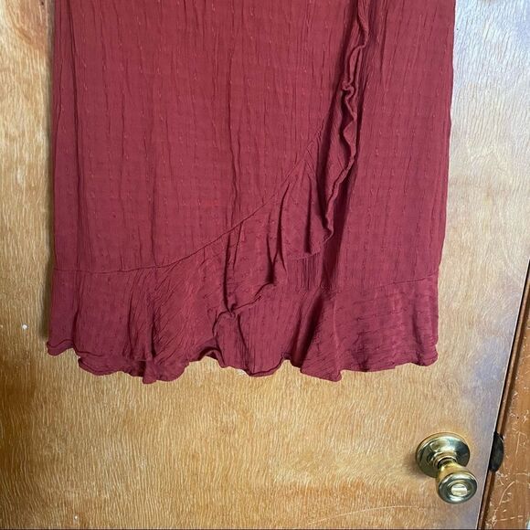 City Vibe Burnt Orange Quarter Sleeve Ruffled Layered Mini Dress - Picture 6 of 11